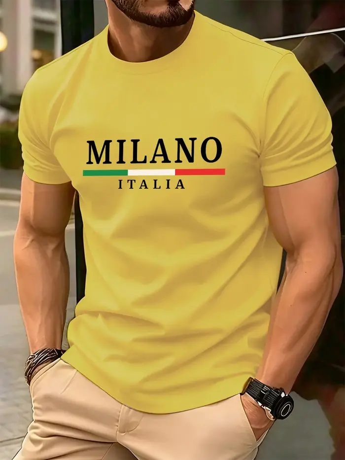 Milano italie drapeau couleur impression hommes T-Shirt coton été col rond manches courtes hauts doux surdimensionné