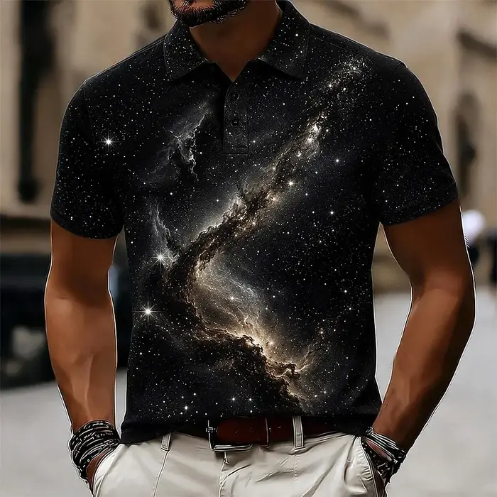 Polo imprimé Galaxy Nebula pour hommes