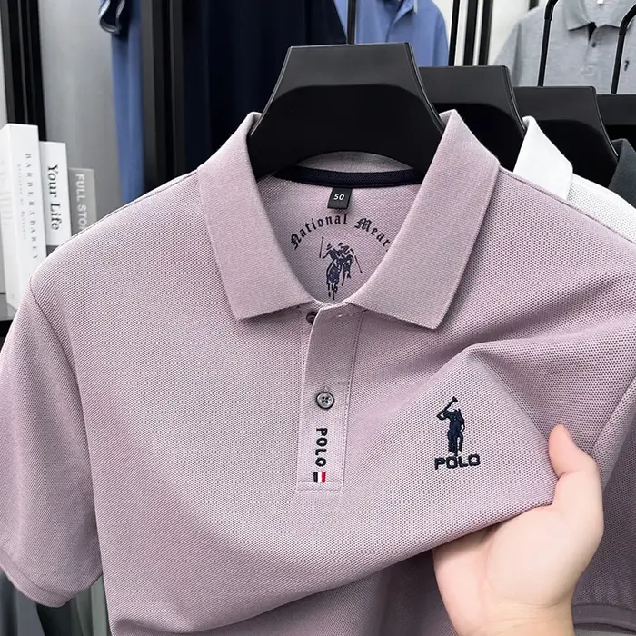 Marque de luxe à manches courtes mercerisé coton polo shirt été nouveau hommes d'affaires t