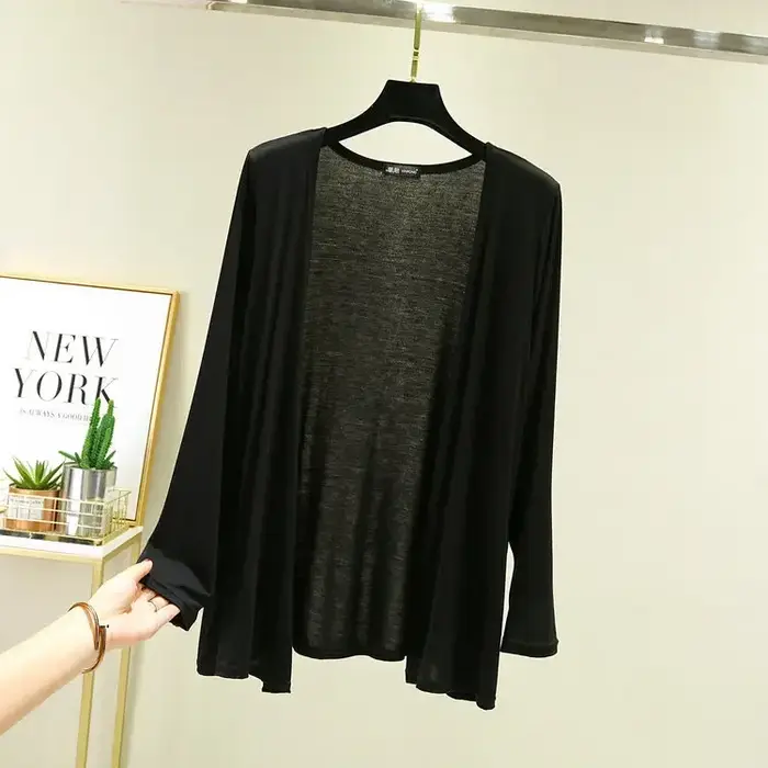Nouvelle offre spéciale de la saison femmes à manches longues Modal coton coupe ajustée veste légère Cardigan ouvert printemps été mince vêtements d'extérieur Air