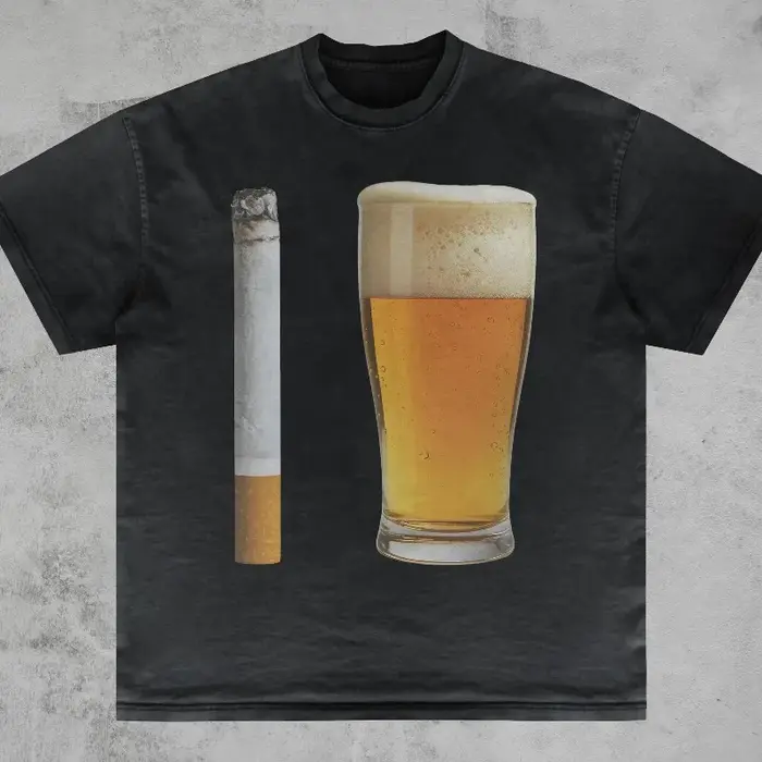 T-shirt Bière et Cigarette, Vêtements drôles, offensants, humoristiques, sarcastiques, audacieux, Mè