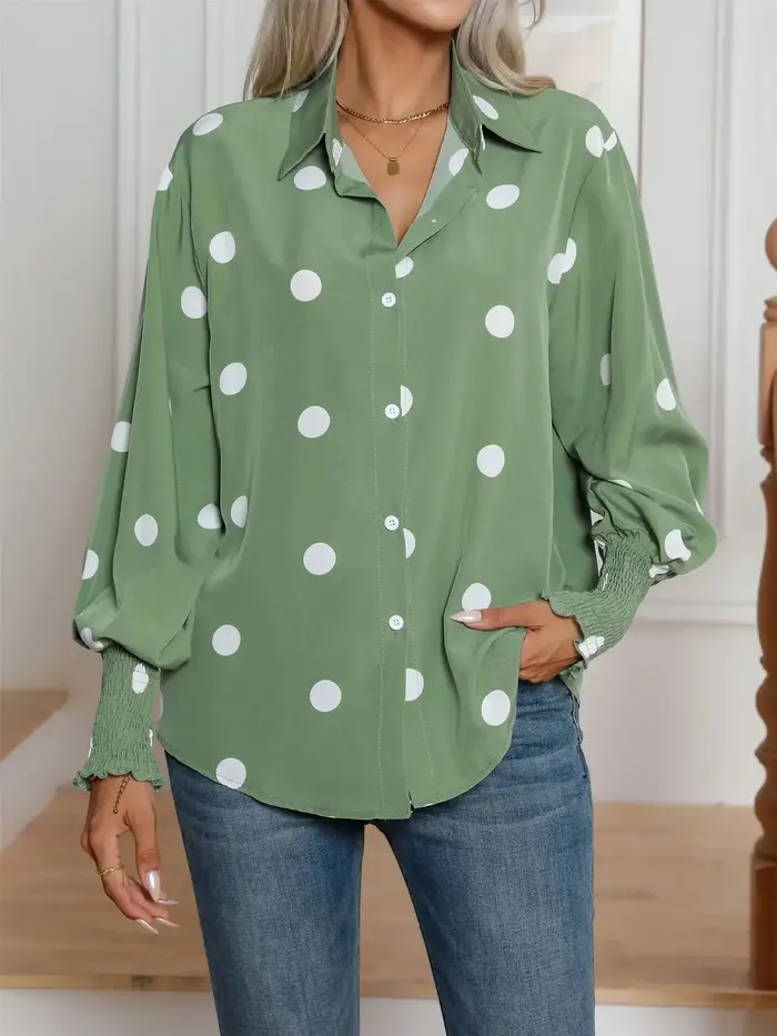 Chemise décontractée à manches lanterne pour femmes, vêtements pour femmes, revers, ballon boutonné,