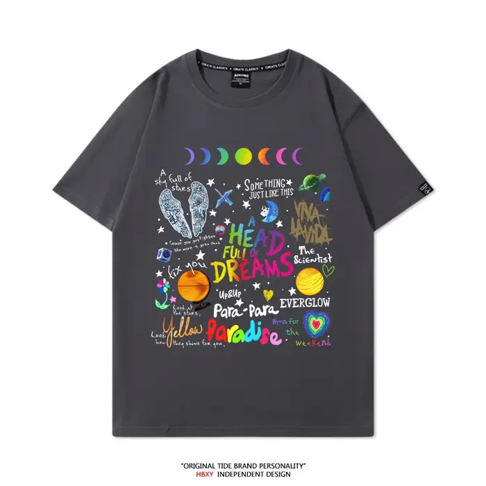 Coldplay Band Around coton T-shirt été nouveau homme et femme 2025 Concert Tour manches courtes vêtements tendance Rock haut ample