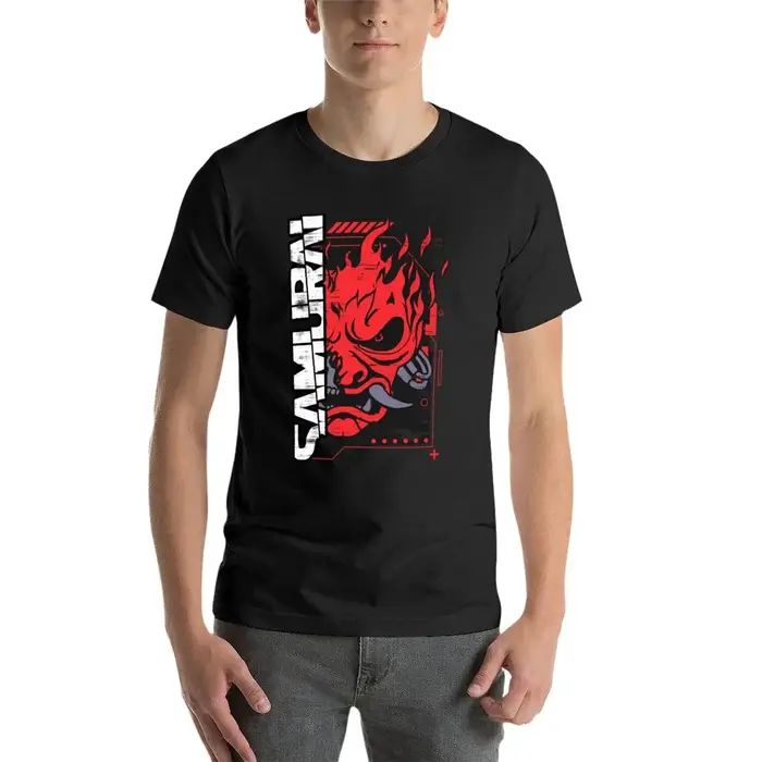 T-shirt de groupe de rock samouraï surdimensionné pour homme