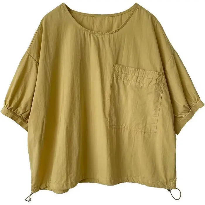 T-shirt manches mi-longues pour femmes, 100% coton, grande poche, Design de Niche, décontracté, ampl