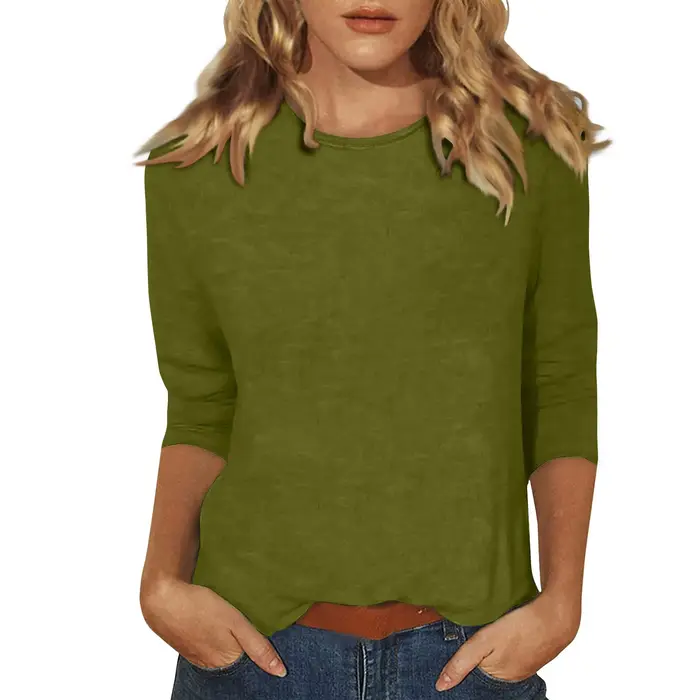 T-shirt Manches 3/4 Col Ras du Cou pour Femme