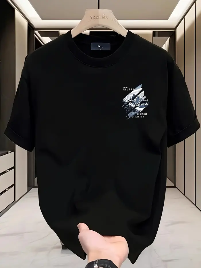 T-shirt décontracté d'été respirant à manches courtes pour homme, idéal pour les sorties en extérieu
