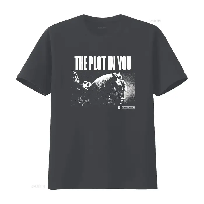T-shirt The Plot in You Fall 2024 Tour noir S-5XL 1B0263 vintage délavé légèrement vieilli pour le quotidien streetwear décontracté doux