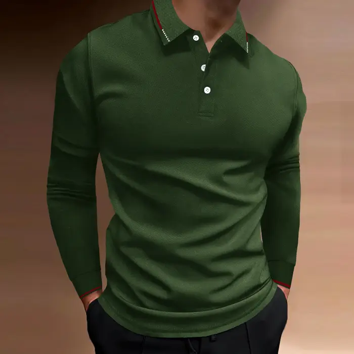 Polo à manches longues pour hommes, sport, Fitness, col décontracté, automne