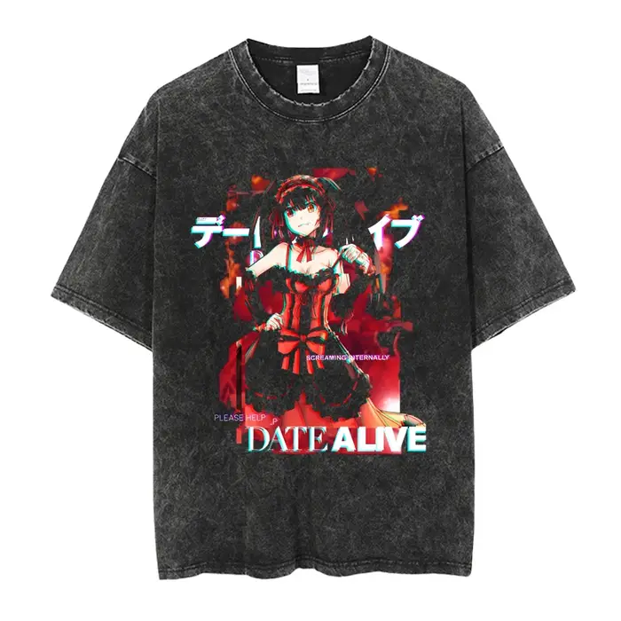 Elfen Lied Lucy Manga T-shirt graphique Vintage lavé surdimensionné