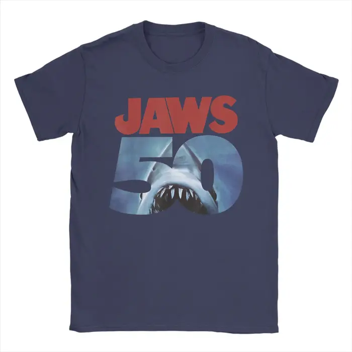 Mâchoires 50th anniversaire Logo film graphique T-Shirt hommes coton créatif