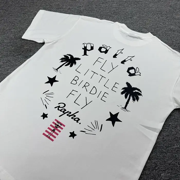 Nouveauté T-shirt Patta Style Streetwear Américain avec Imprimé Palmiers et Étoiles Hauts à Manches Courtes pour Homme