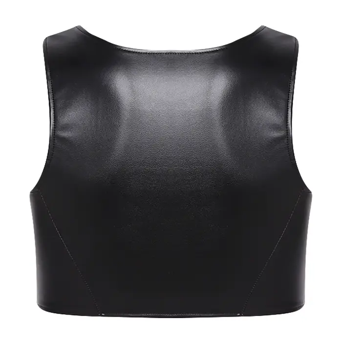 Débardeur court en similicuir PU pour homme