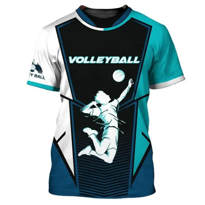 T-shirt pour hommes maillots de volley-ball respirant séchage rapide hauts 3d imprimé à la mode à manches courtes