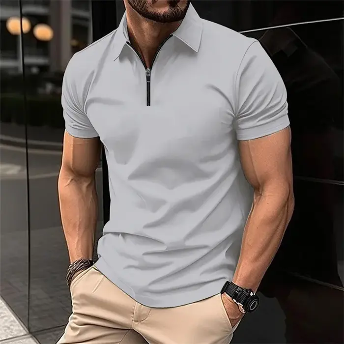 Polo élégant à col demi-zip pour hommes