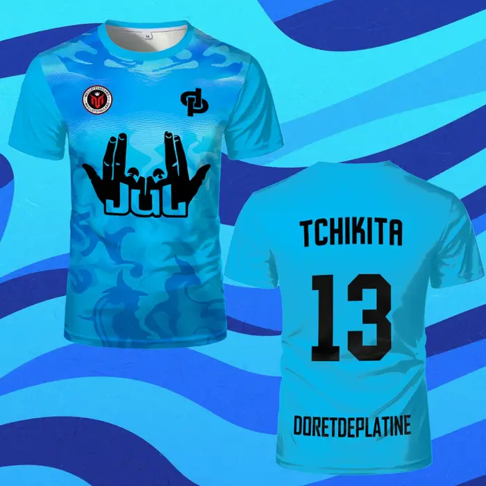 T-shirt de sport français TCHIKITA Maillot JUL Juldtp DORETDEPLATINE à motif imprimé