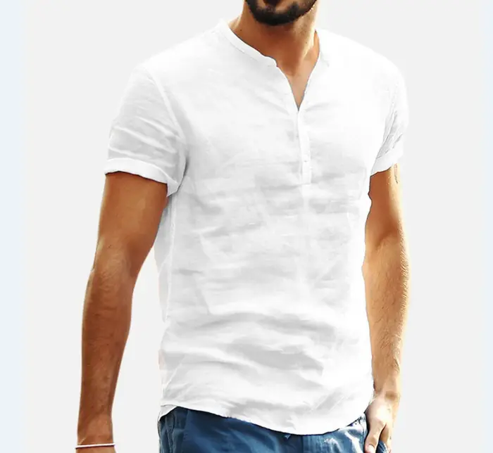 Chemise en coton et lin pour hommes