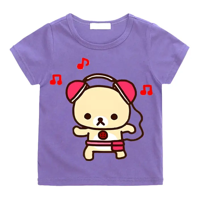 Dessin animé Rilakkuma T-shirt garçons filles enfants vêtements Hip Hop hauts manches courtes sport mode Streetwear Manga/bande dessinée t-shirts enfant en bas âge