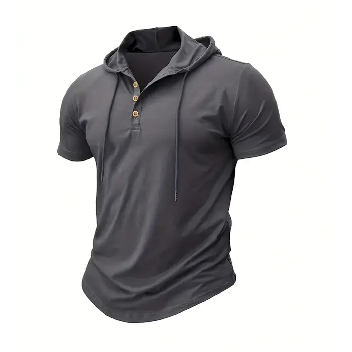 T-shirt à capuche pour hommes, Slim, Fitness, manches courtes, léger, Fitness, respirant, hauts de s