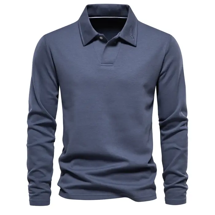 AIOPESON Polo brodé pour hommes mode cou col rabattu