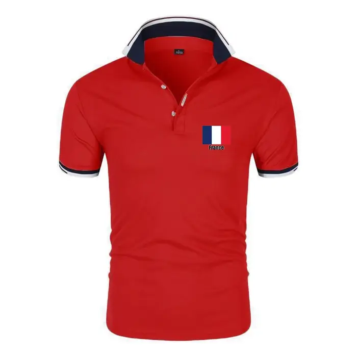 Nouveau Polo Décontracté Respirant en Coton Imprimé Drapeau FRANCE 2026 pour Homme – Six Couleurs Tendance pour l'Équipe de Football