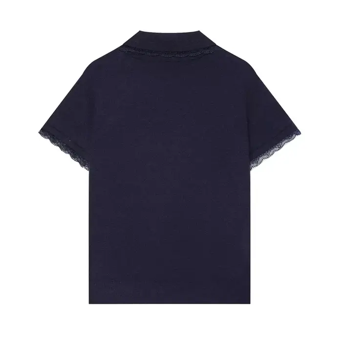 T-shirt pour femmes, nouveau haut cardigan à manches courtes avec bordure en dentelle contrastante