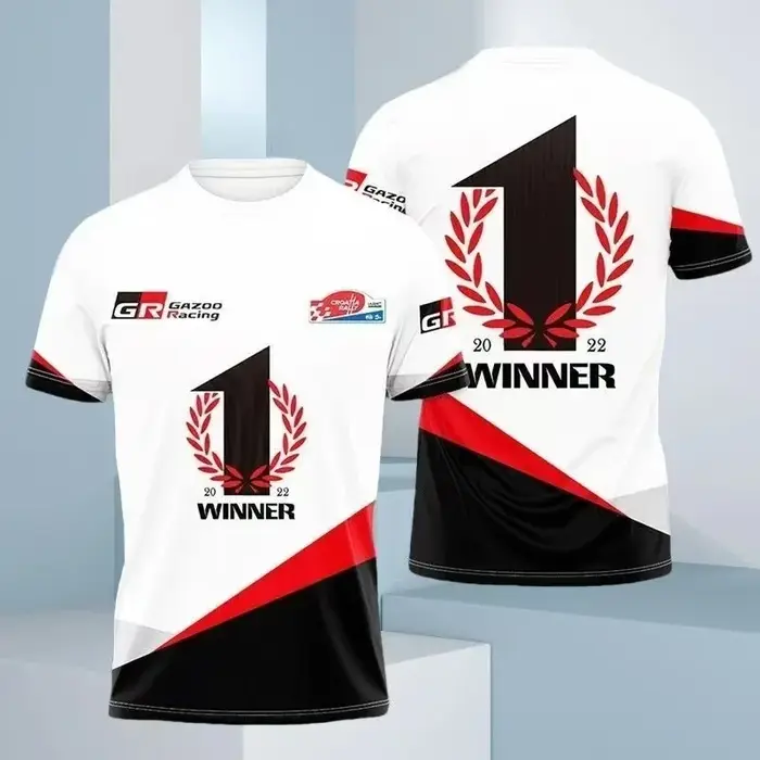 T-shirt Toyota Gazoo Racing GR imprimé 3D WRC Saison 2026 Go-Kart OMP Sponsor Graphic Tee pour Homme