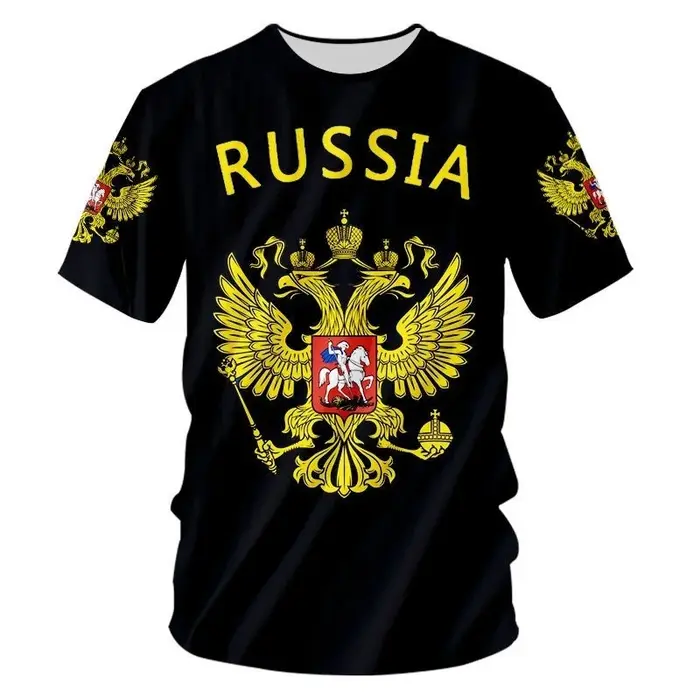 Russie drapeau motif t-shirt pour hommes emblème National ethnique 3D imprimé T-Shirts été décontrac