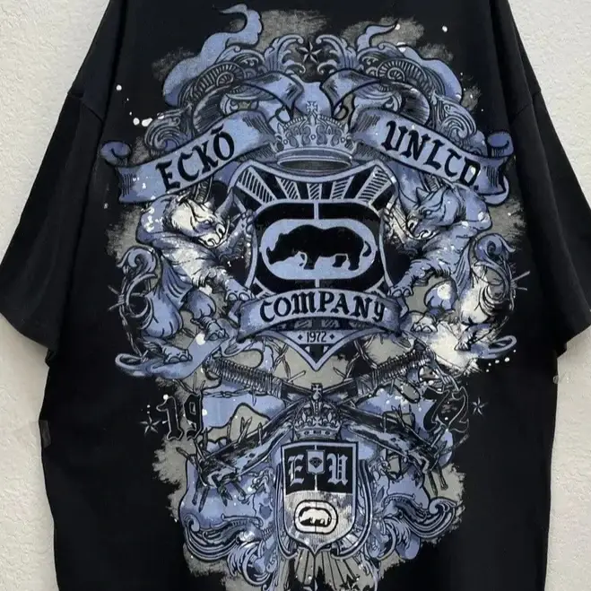 Ecko Rhino imprimé graphique t-shirt Y2K Vintage surdimensionné Streetwear