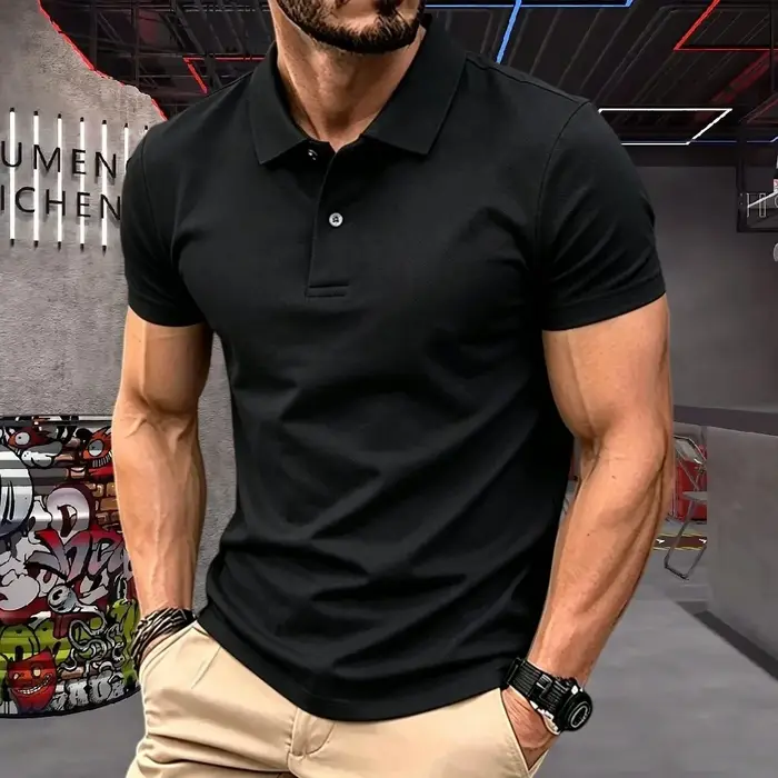 Polo pour homme, coupe ajustée, manches courtes, col classique, respirant, anti-plis, décontracté, p