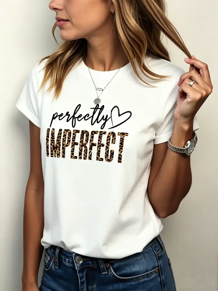 T-shirt graphique Perfectly Imperfect avec cœur d'amour