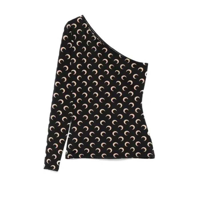 T-shirt coréen ajusté à imprimé lune pour femme, manches longues, style décontracté urbain, en tissu