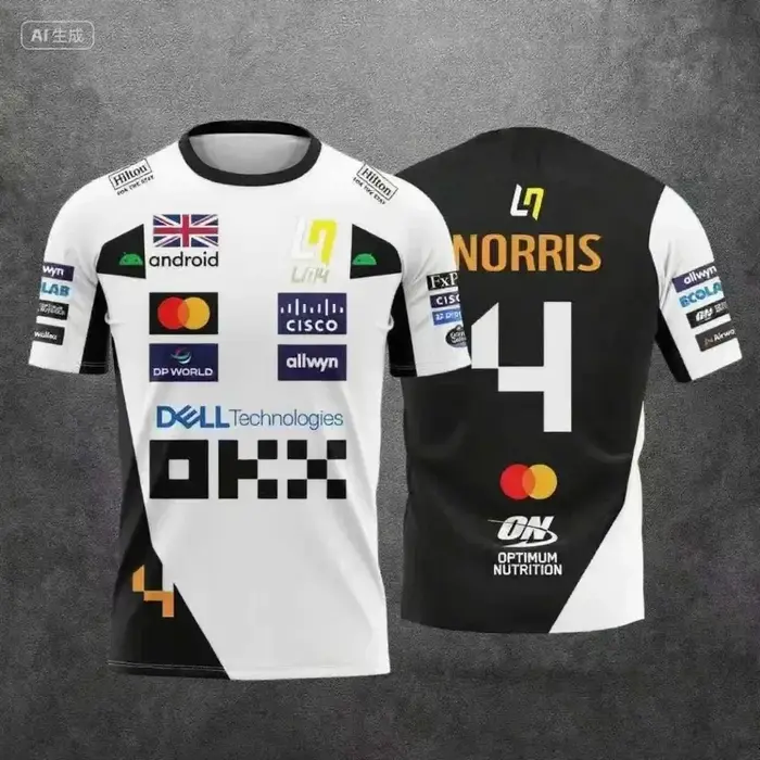 T-shirt de style combinaison de course McLaren Lando Norris n°4/81 2026 pour homme