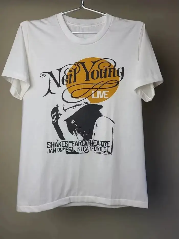 T-shirt vintage d'été pour homme Neil Young, en coton respirant, col rond, streetwear, manches court