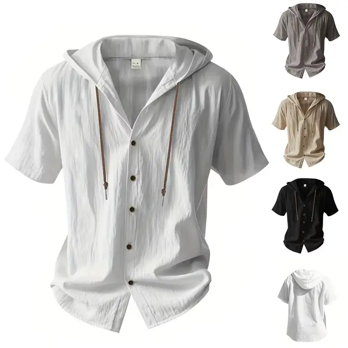 Chemise en coton et lin pour hommes