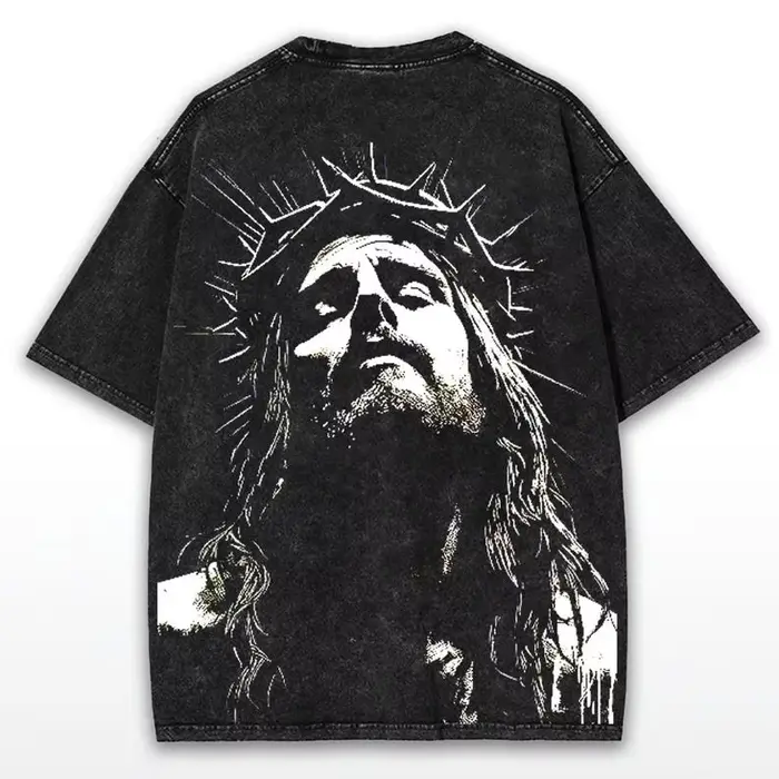 T-shirt surdimensionné couronne d'épines: imprimé Grunge jésus-Faithcore Streetwear T-shirt Vintage Do Old hauts de personnalité de haute qualité