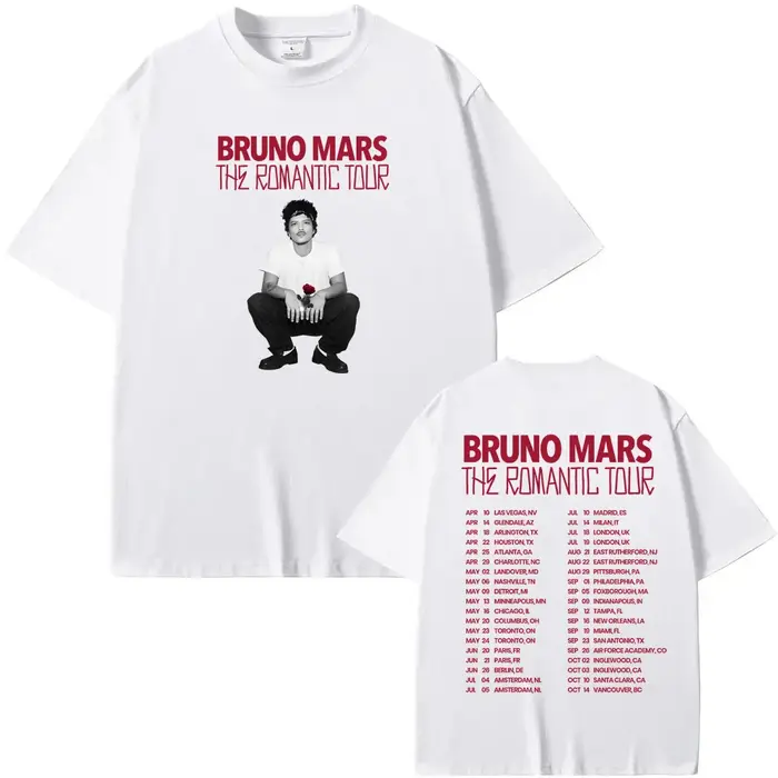 T-shirt de mode de haute qualité 100 % coton, collection 2026 The Romantic Tour, du chanteur et comp