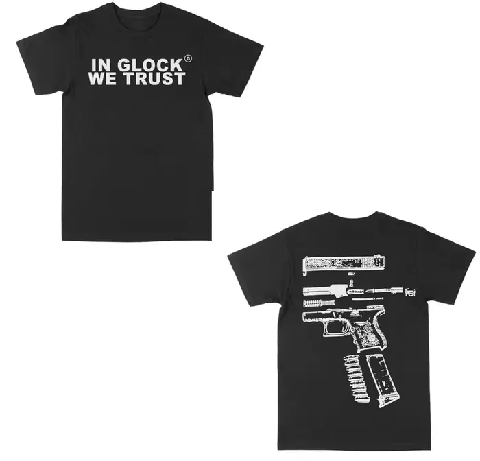 T-shirts graphiques « In Glock We Trust » pour l'été – Coton décontracté à col rond et manches courtes pour hommes et femmes – Coupe ample et tendance
