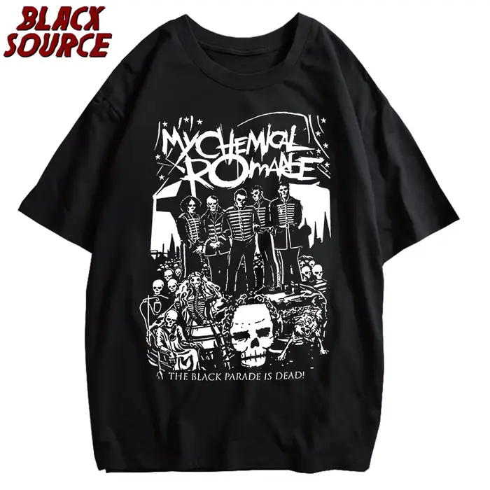 T-Shirt surdimensionné mon Romance chimique Mcr Dead T-Shirt femme noir défilé Punk Emo Rock été hau
