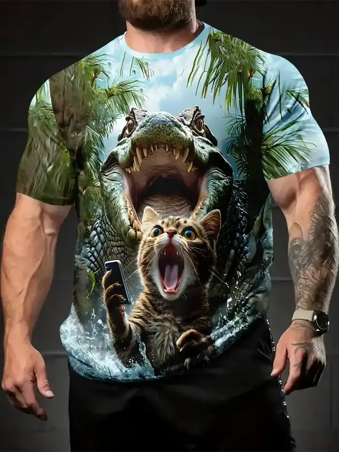 2025 nouveaux T-Shirts graphiques Crocodile pour hommes mode d'été impression 3D femme décontracté à manches courtes t-shirt surdimensionné Harajuku hauts