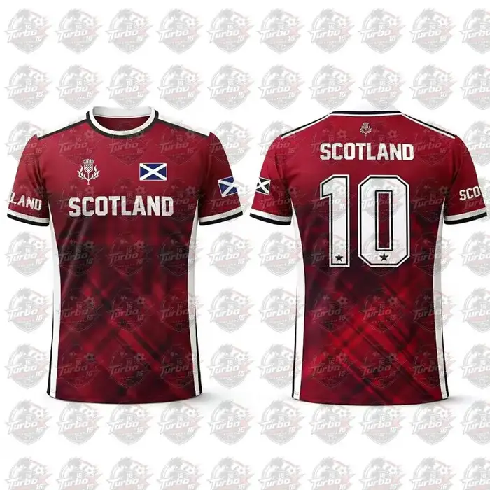 T-shirt imprimé drapeau écossais 2026 – Maillot de football respirant et à séchage rapide pour homme – Tenue d'entraînement quotidienne – Cadeau pour supporter