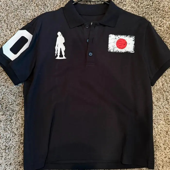 Polo pour homme noir, imprimé blchwhite