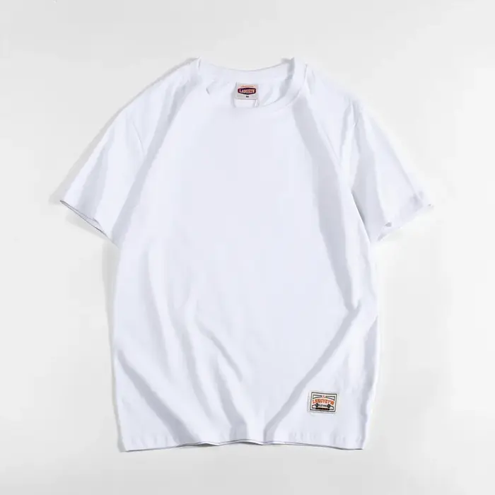 T-shirt en coton à col rond pour hommes, chemise basique décontractée, document solide, haute qualit