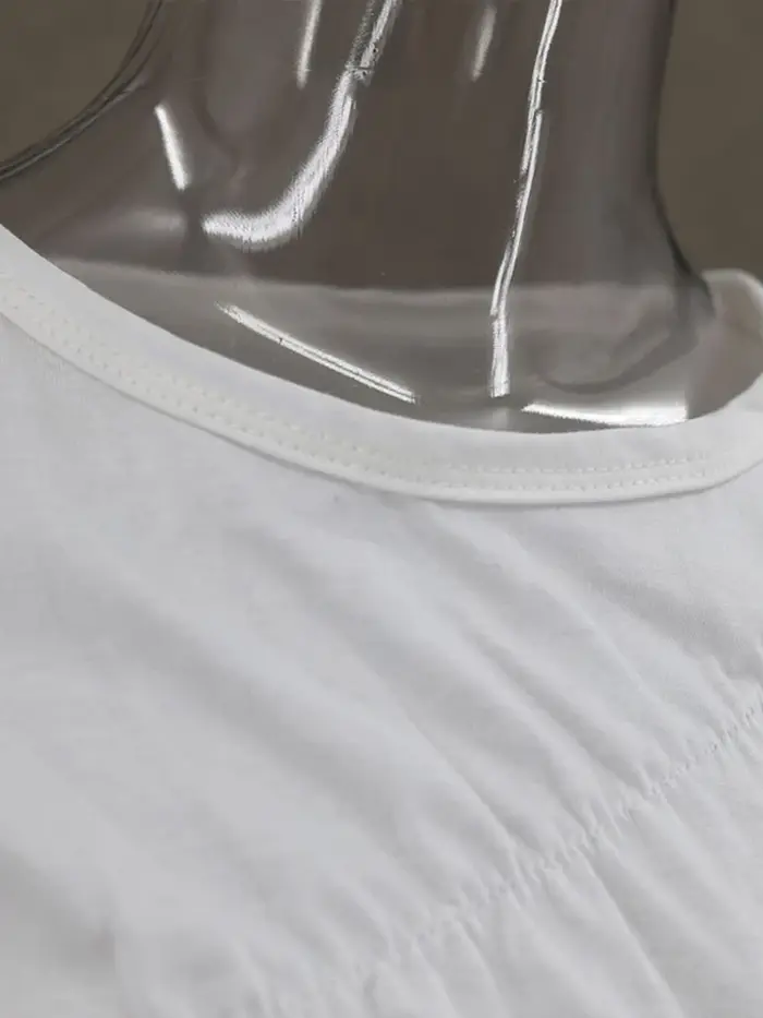 Chemise blanche froncée basique pour femme
