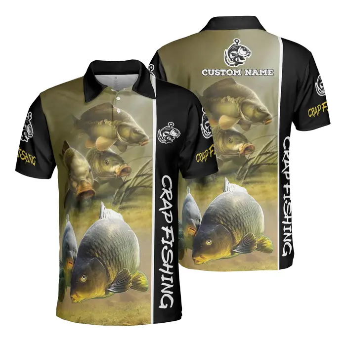 Nouveau T-shirt Polo de Pêche à la Carpe Personnalisé pour Hommes