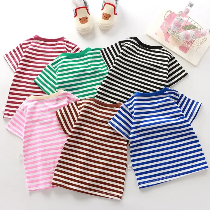 T-shirt rayé 100 % coton pour enfants