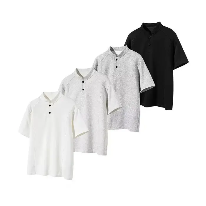 Polo à manches courtes col Henley style américain pour homme – Nouvelle collection été 2026 – T-shirt Cleanfit