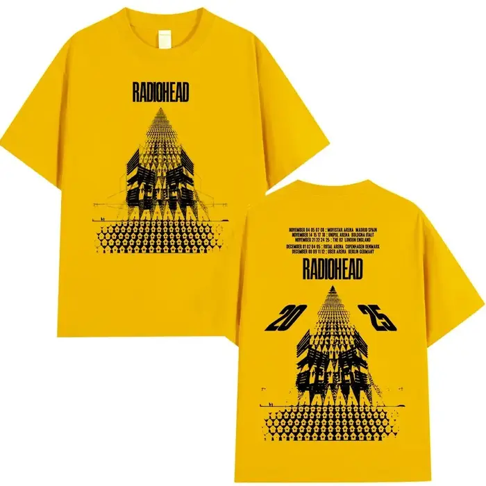 Radiohead World Tour T-shirt retour vers la route Merch surdimensionné t-shirts hommes femmes Rock Punk à manches courtes vêtements en coton lourd