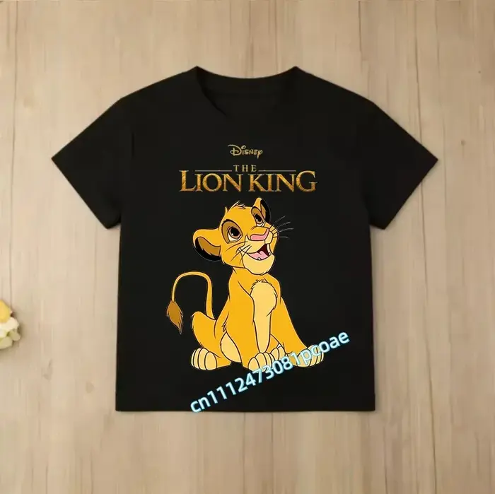T-shirt de sport pour garçons et filles - Haut décontracté avec imprimé de dessin animé Le Roi Lion