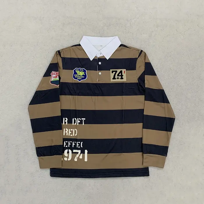 Polo de rugby rétro rayé pour homme